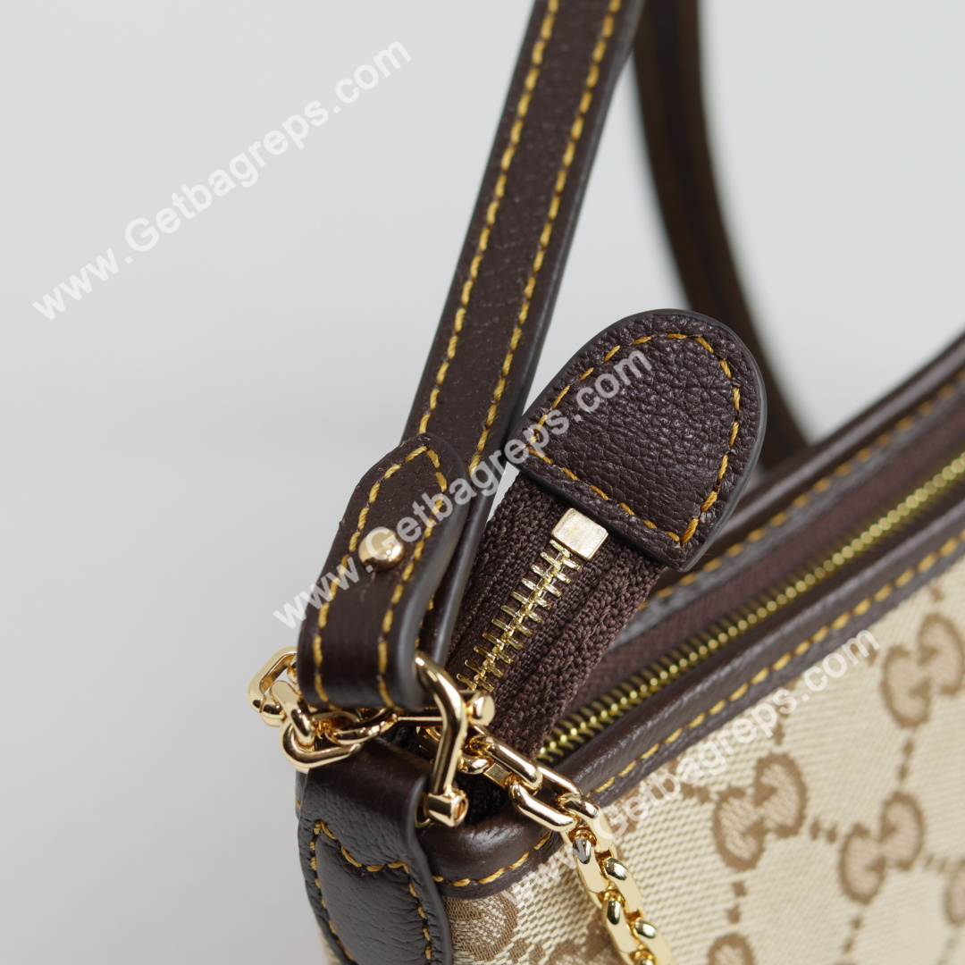 Gucci 875847 Gossip Small Shoulder Bag Sand and Brown GG Canvas