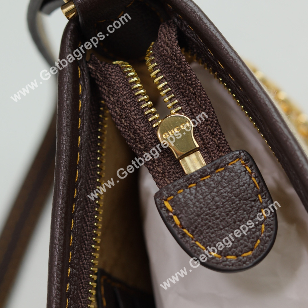 Gucci 875847 Gossip Small Shoulder Bag Sand and Brown GG Canvas