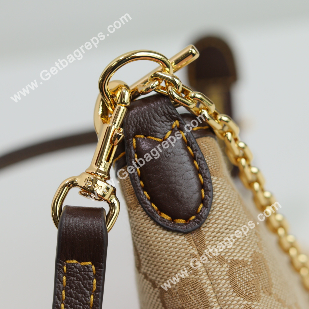 Gucci 875847 Gossip Small Shoulder Bag Sand and Brown GG Canvas