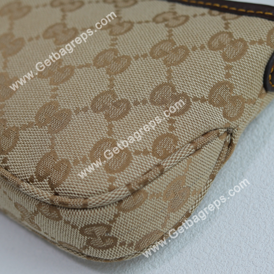 Gucci 875847 Gossip Small Shoulder Bag Sand and Brown GG Canvas