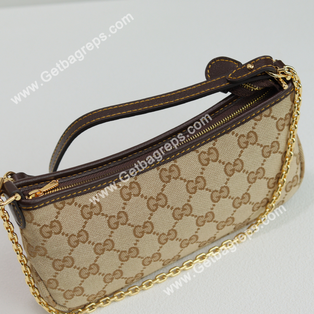 Gucci 875847 Gossip Small Shoulder Bag Sand and Brown GG Canvas