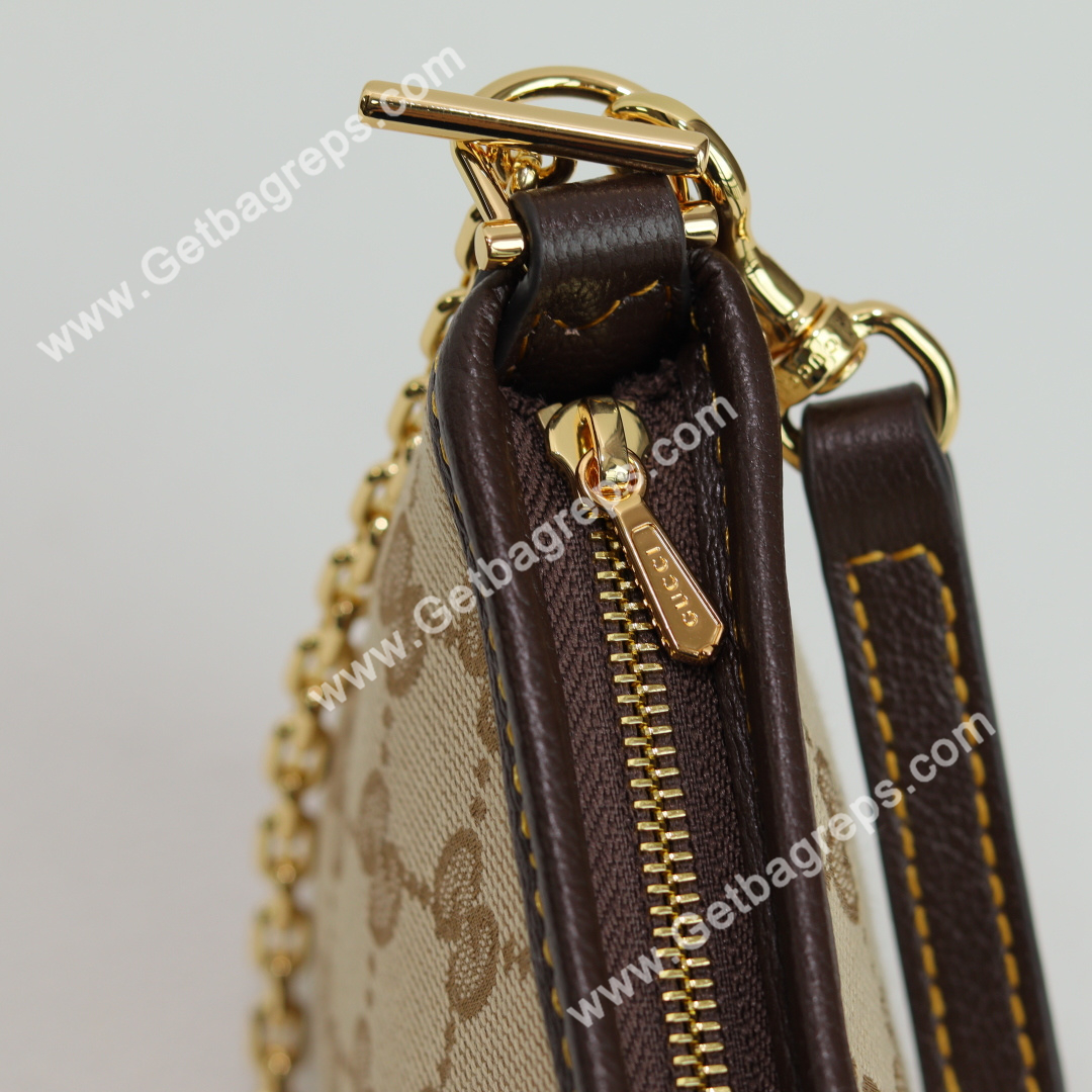 Gucci 875847 Gossip Small Shoulder Bag Sand and Brown GG Canvas