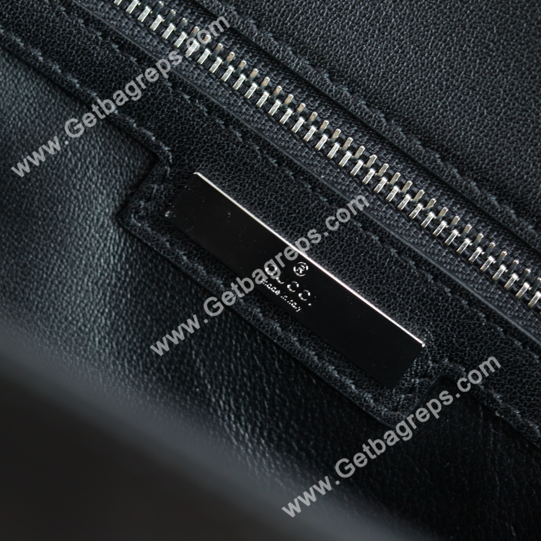 Gucci A0020Y Horsebit Ristretto Medium Shoulder Bag in Black