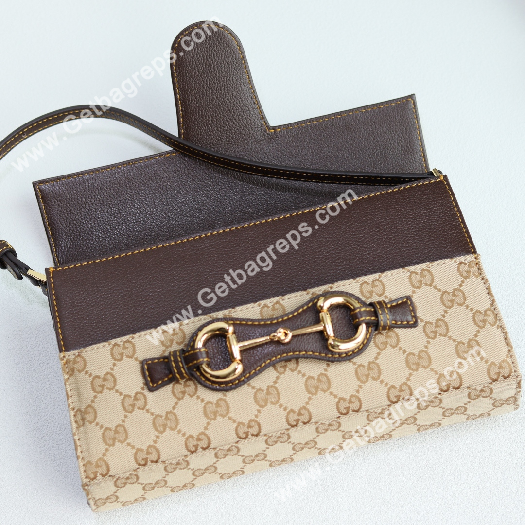 Gucci A0020Y Horsebit Ristretto Medium Shoulder Bag in GG Canvans