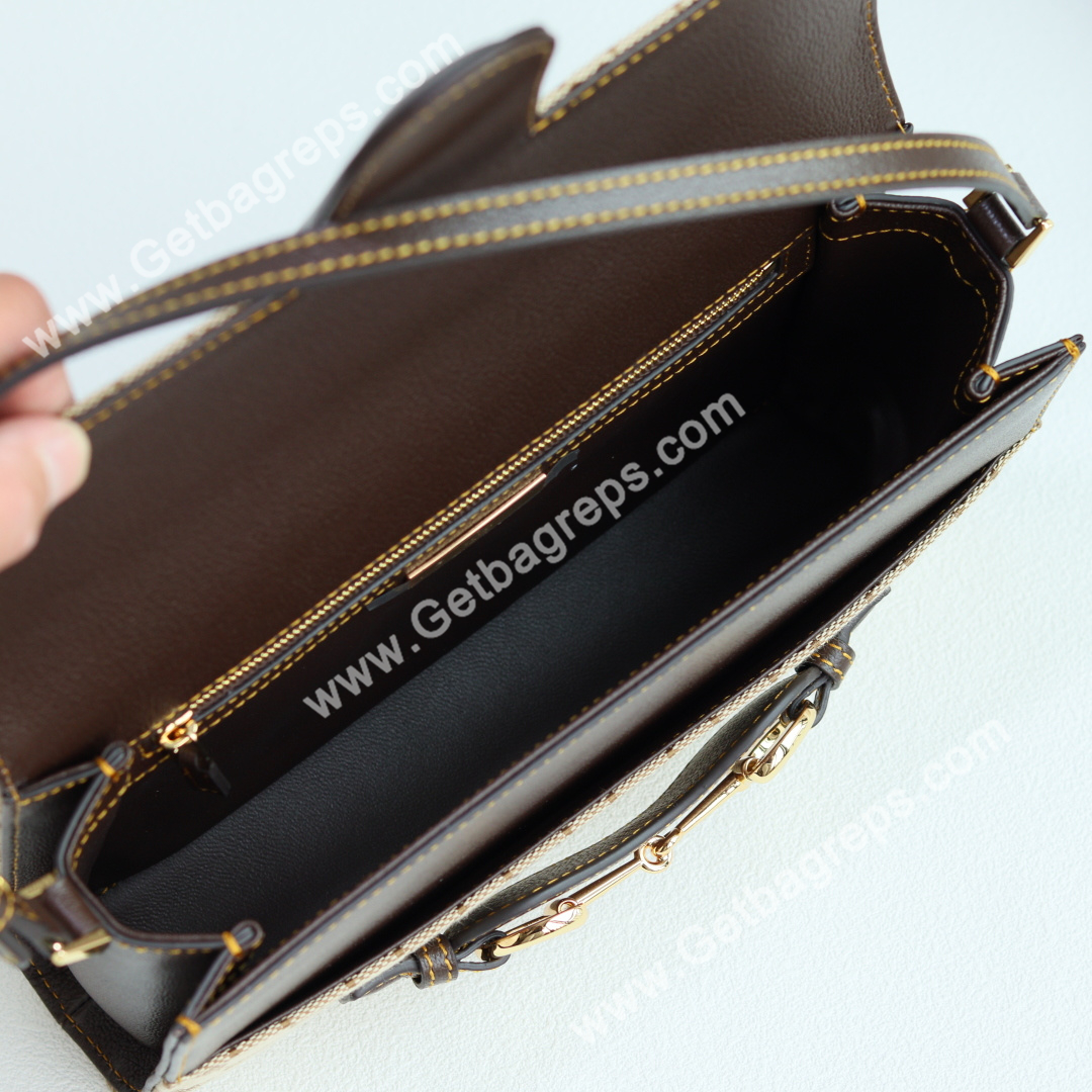 Gucci A0020Y Horsebit Ristretto Medium Shoulder Bag in GG Canvans