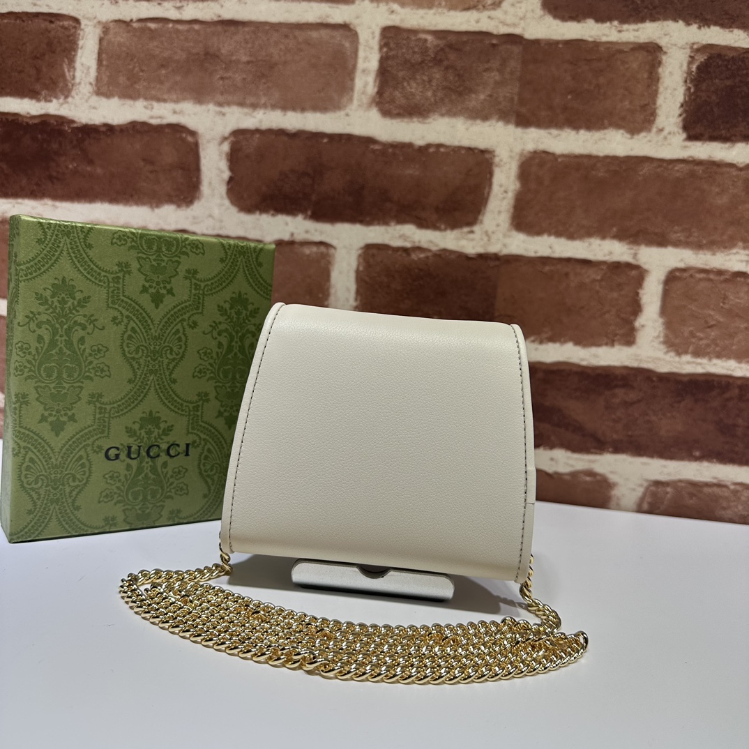 Gucci Blondie Medium Chain Wallet White Leahter