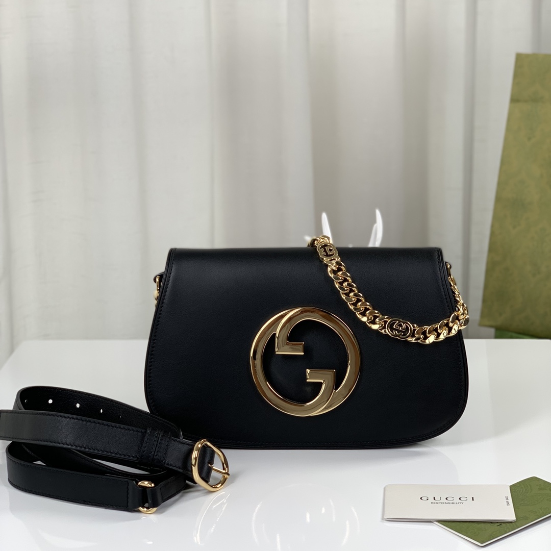 Gucci Blondie Shoulder Bag Black Leather 699268