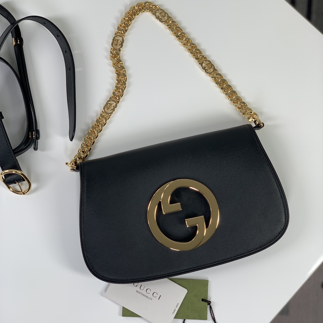 Gucci Blondie Shoulder Bag Black Leather 699268