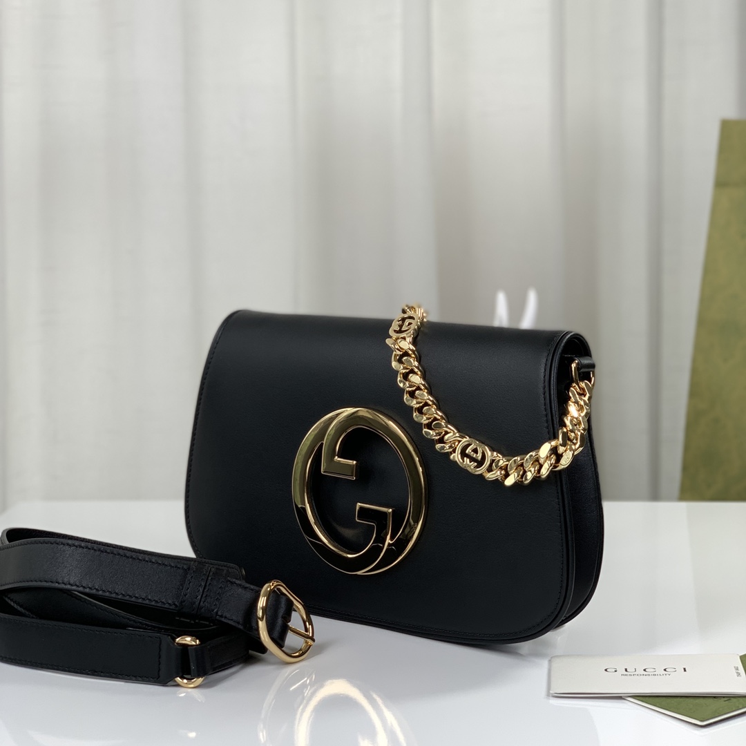 Gucci Blondie Shoulder Bag Black Leather 699268