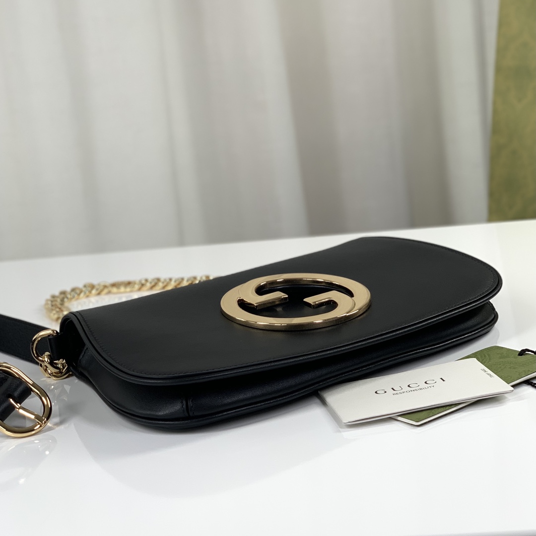 Gucci Blondie Shoulder Bag Black Leather 699268