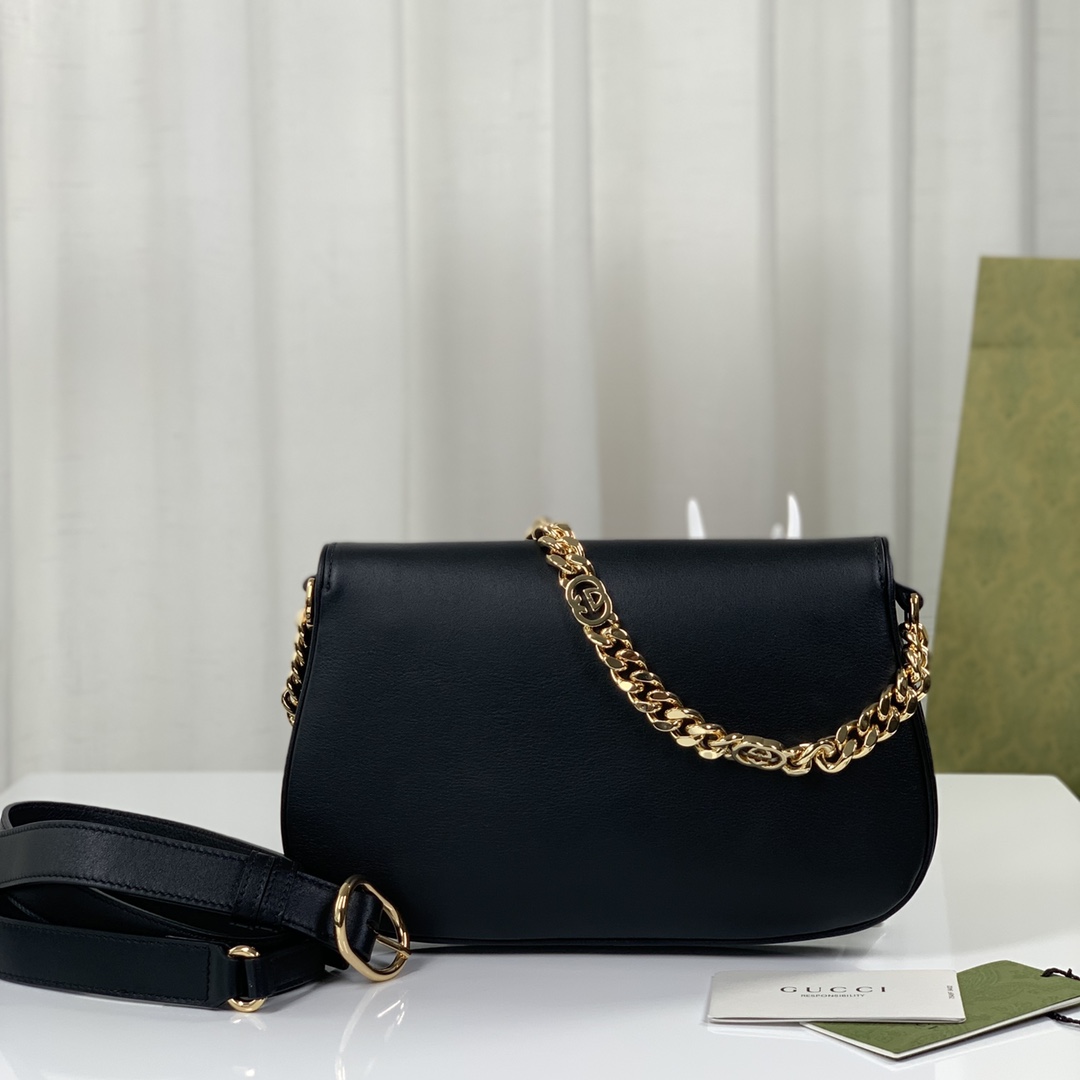 Gucci Blondie Shoulder Bag Black Leather 699268