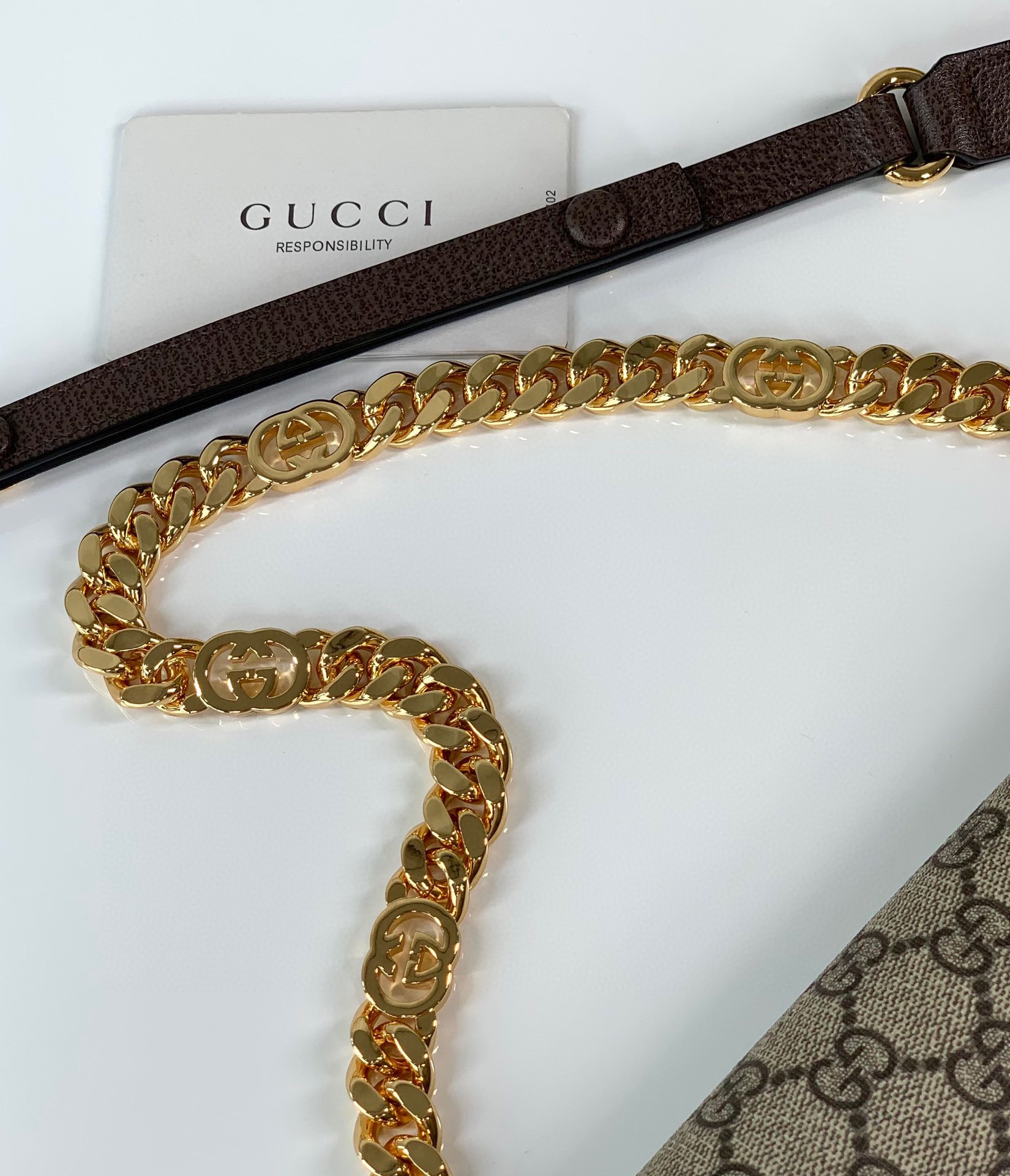 Gucci Blondie Shoulder Bag Brown Leather Trim 699268