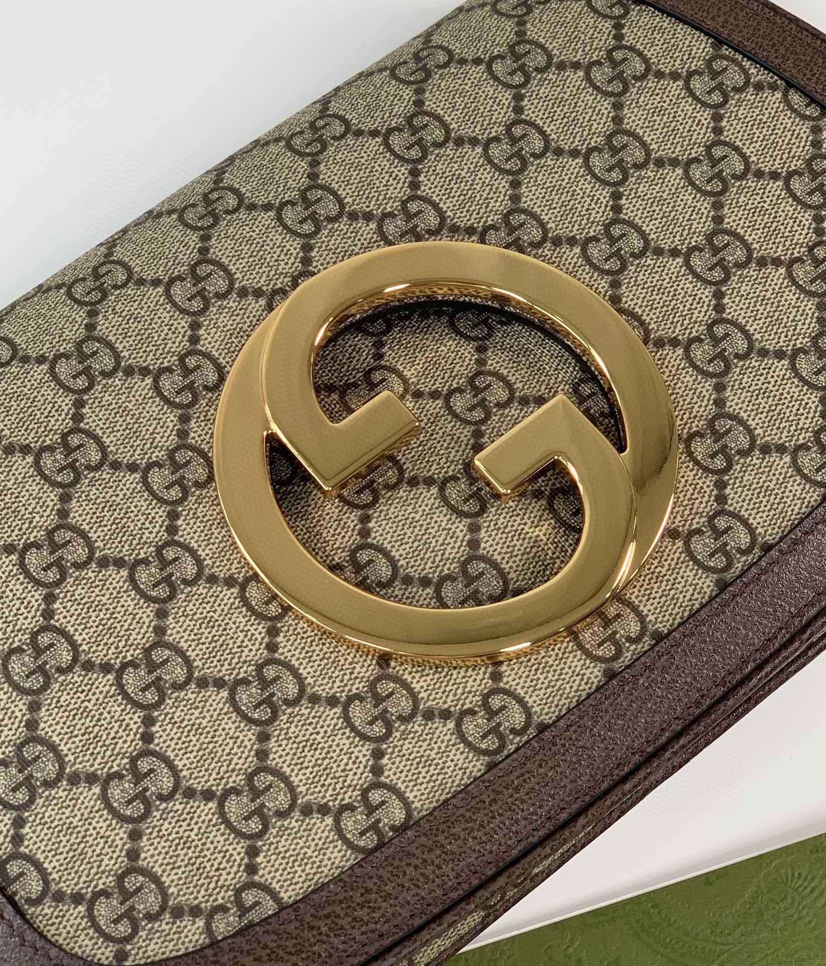 Gucci Blondie Shoulder Bag Brown Leather Trim 699268