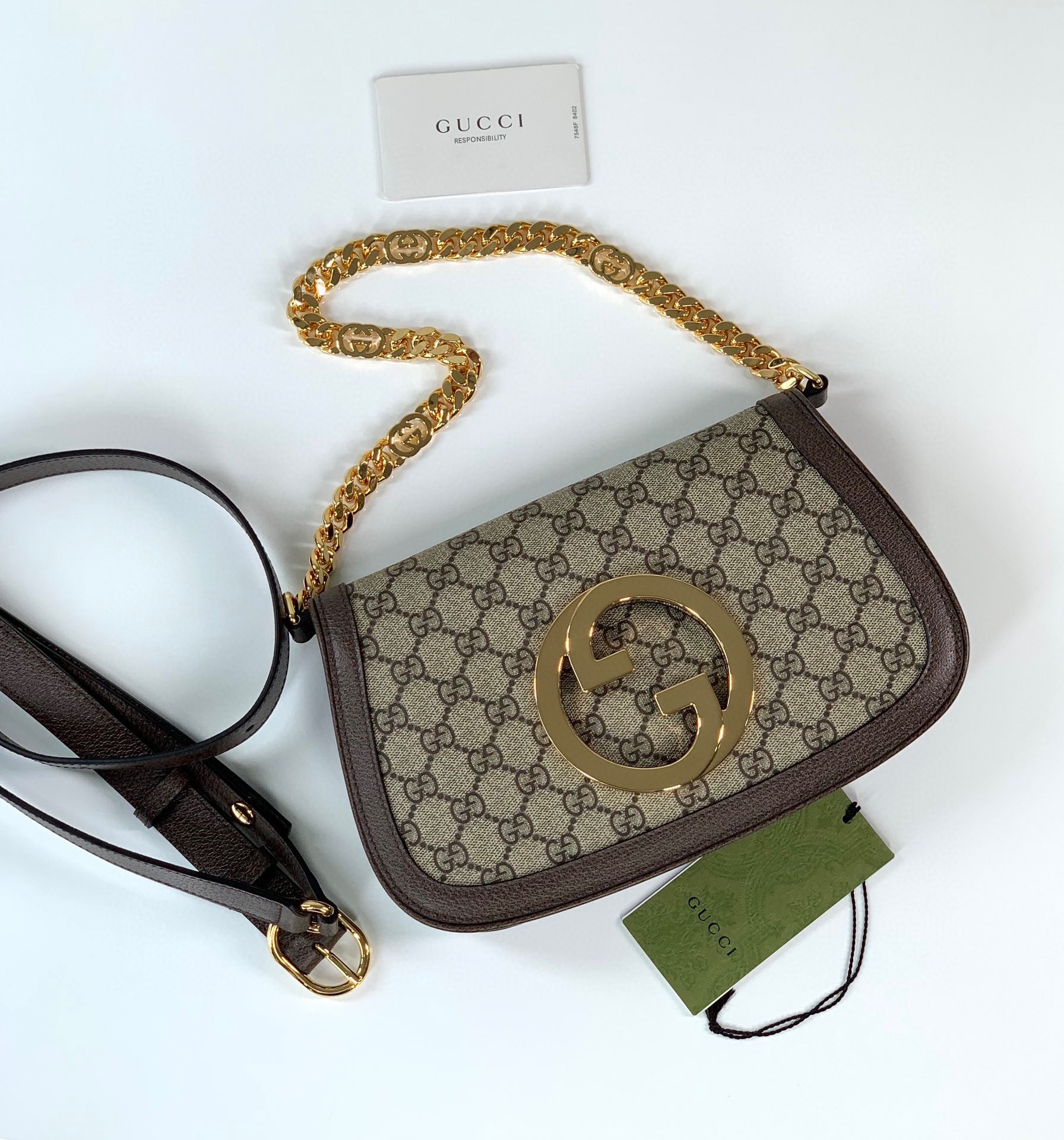 Gucci Blondie Shoulder Bag Brown Leather Trim 699268