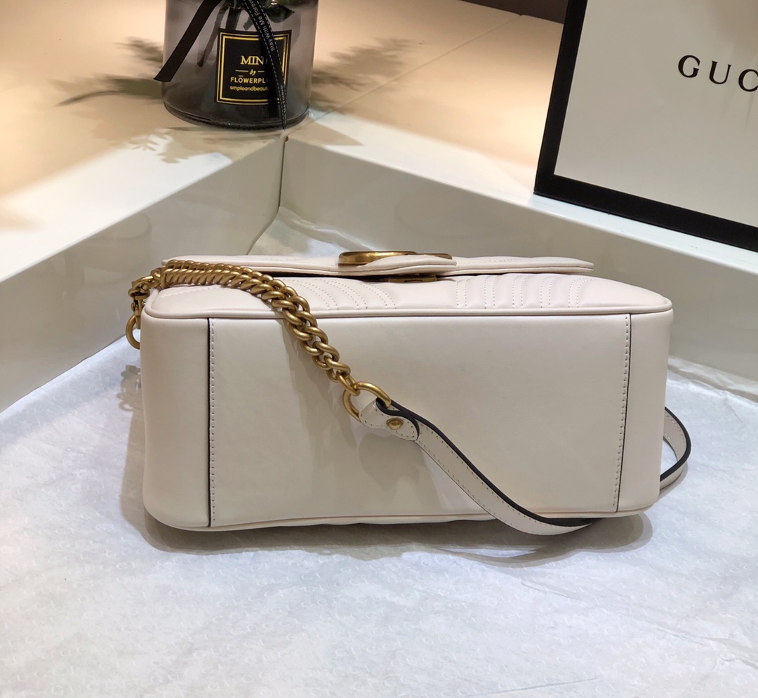 Gucci GG Marmont Small Top Handle Bag 498110 White