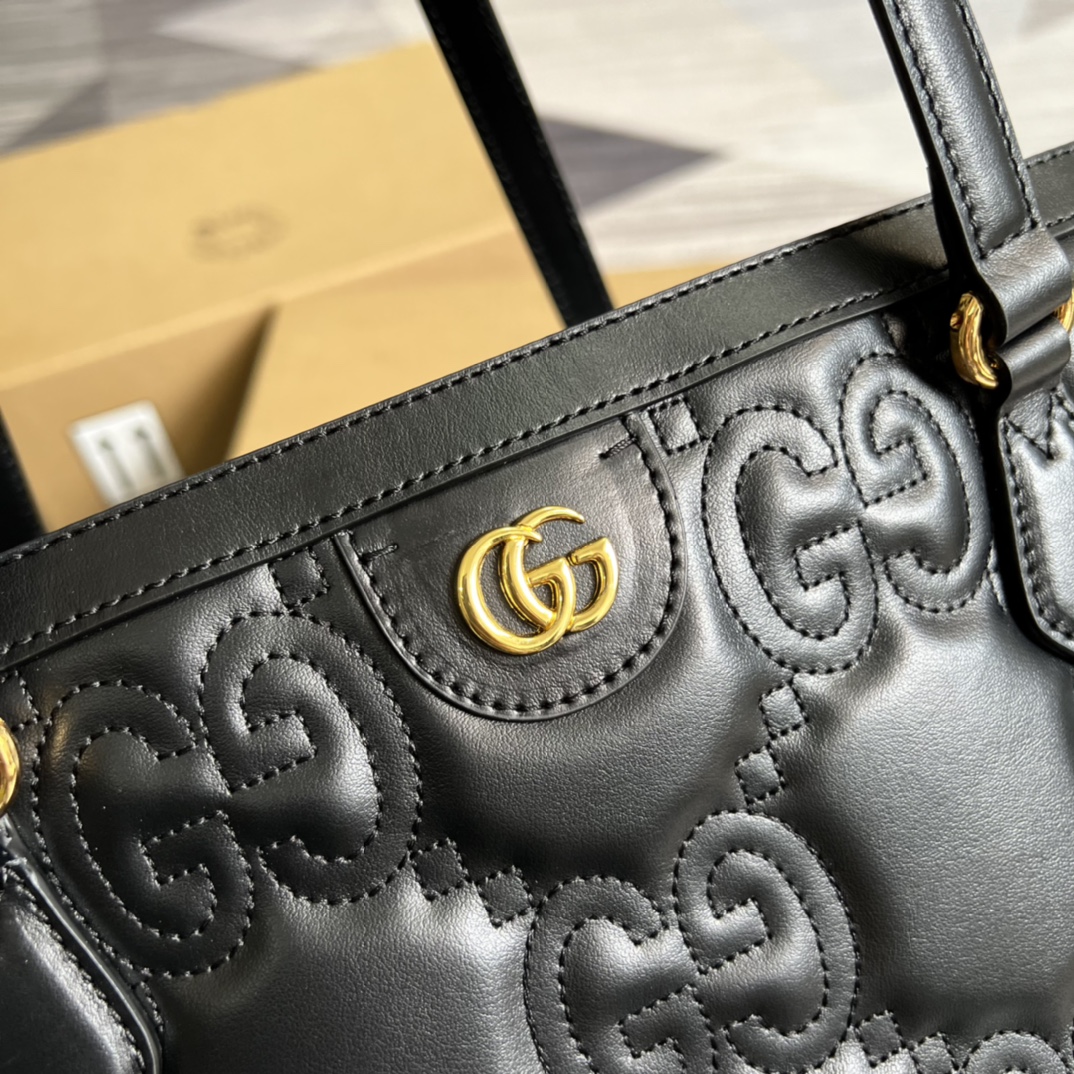 Gucci GG Matelasse Leather Medium Tote Black 631685