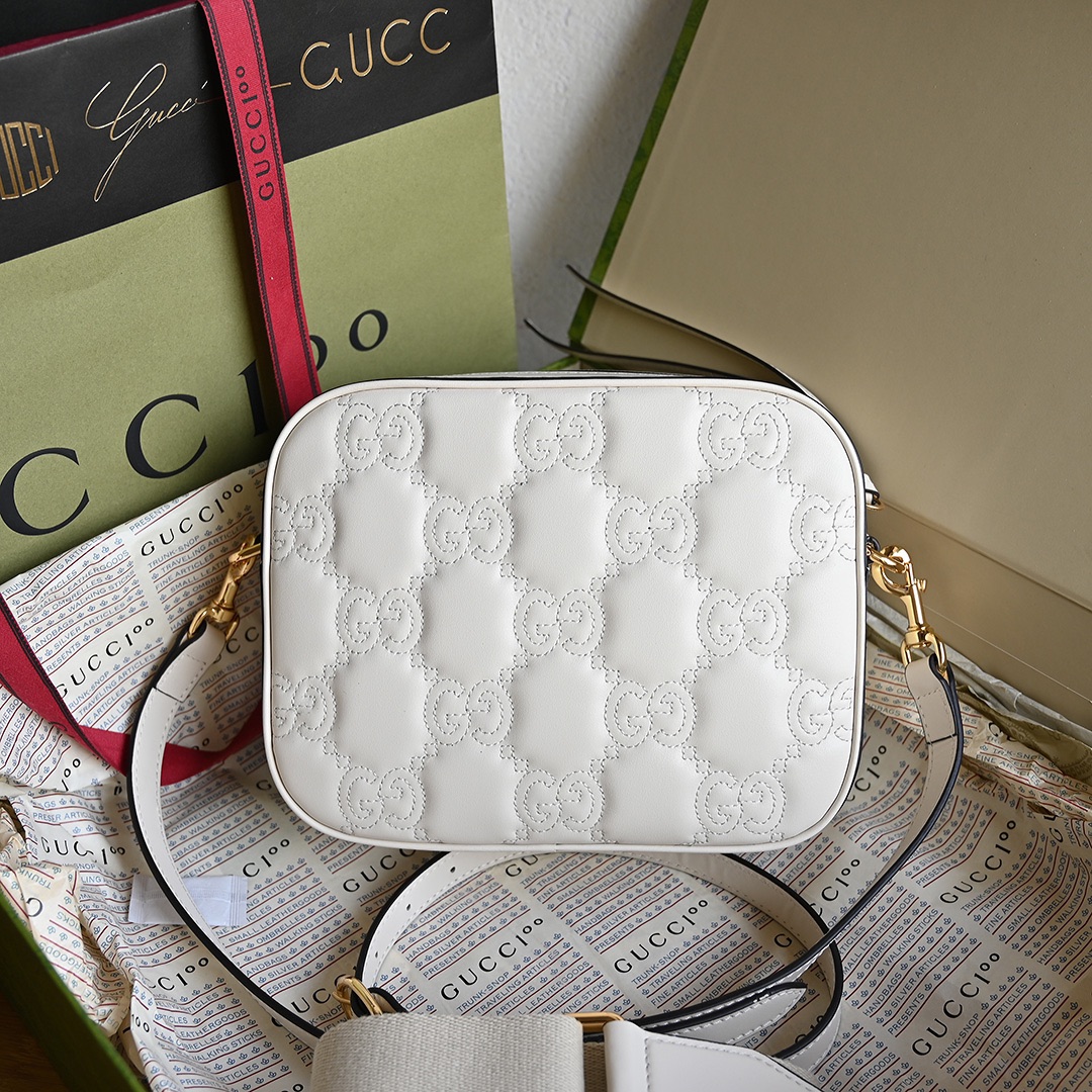 Gucci GG Matelasse Leather Shoulder Bag White 702234