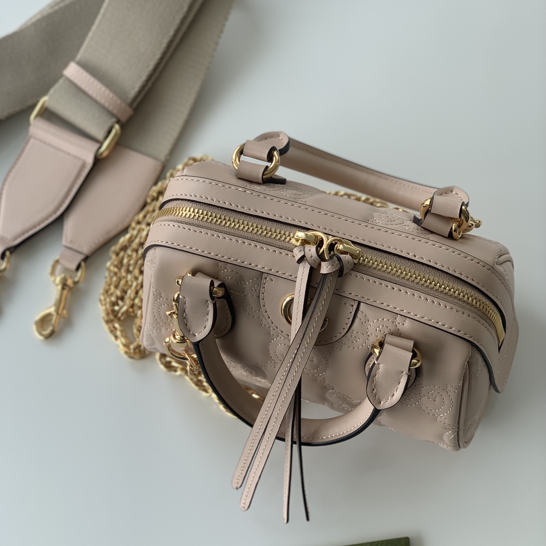 Gucci GG matelasse Leather Top Handle Bag Beige 702251