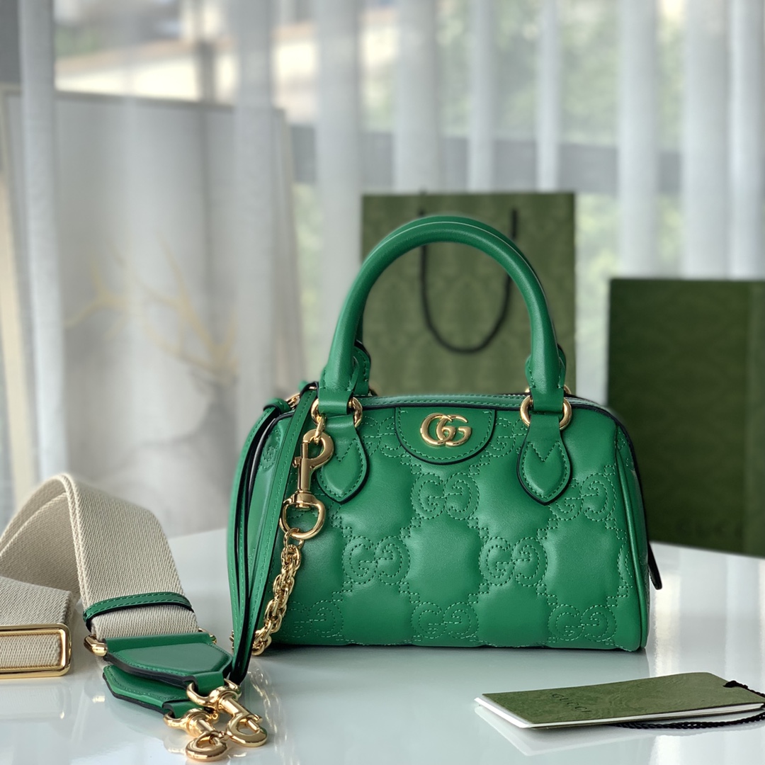 Gucci GG matelasse Leather Top Handle Bag Green 702251