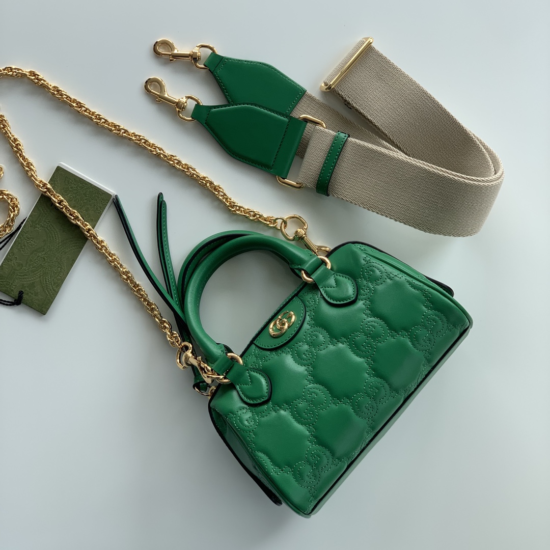 Gucci GG matelasse Leather Top Handle Bag Green 702251