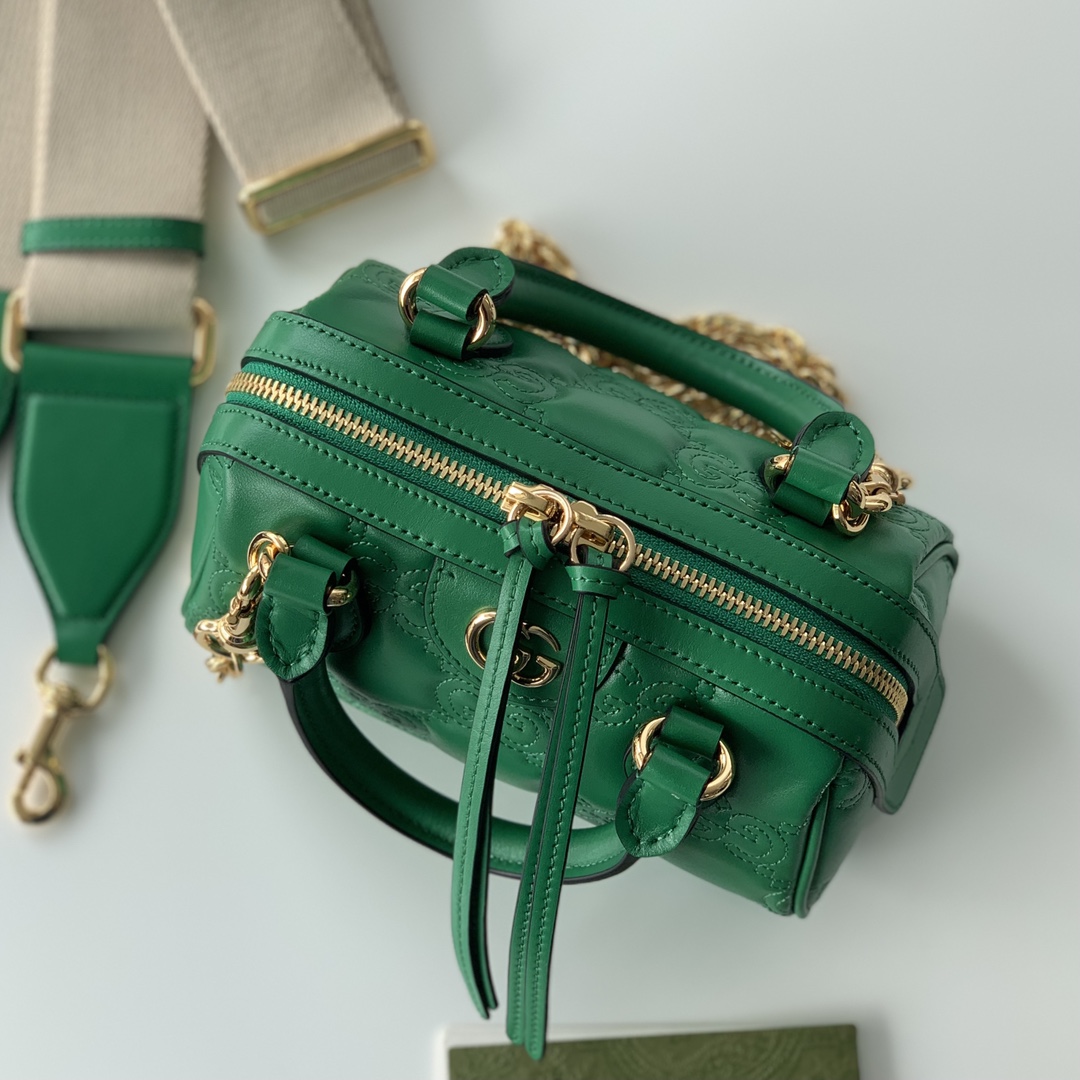 Gucci GG matelasse Leather Top Handle Bag Green 702251