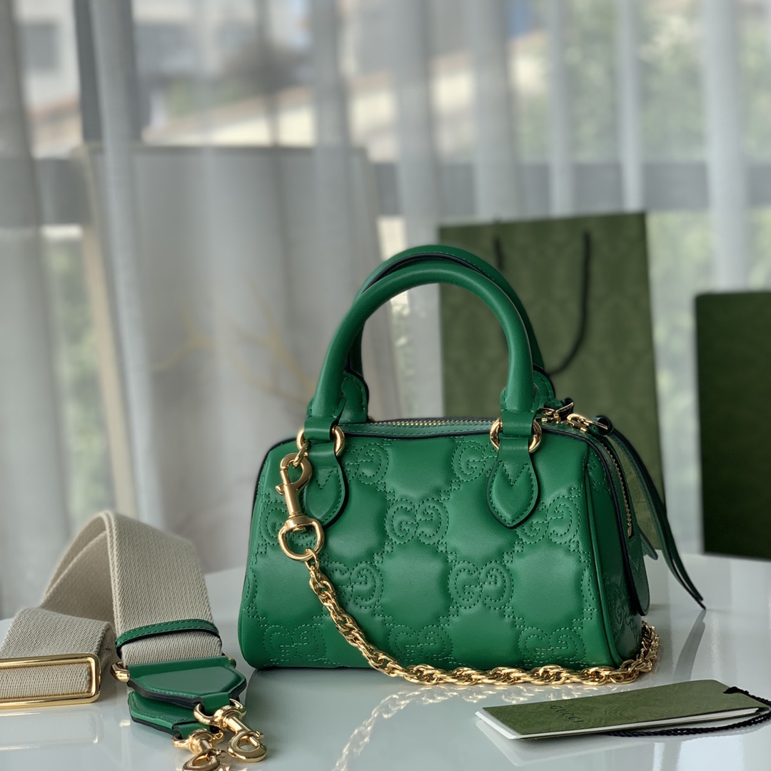 Gucci GG matelasse Leather Top Handle Bag Green 702251