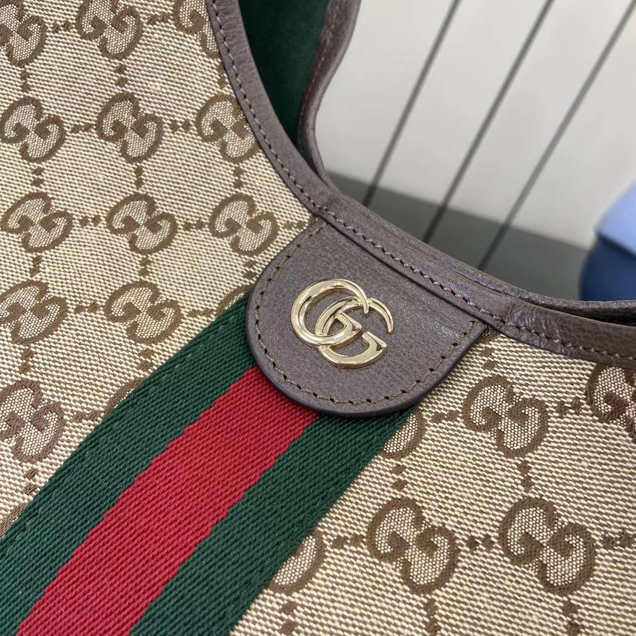 Gucci Giglio Large Tote Bag Beige and Brown GG Canvas