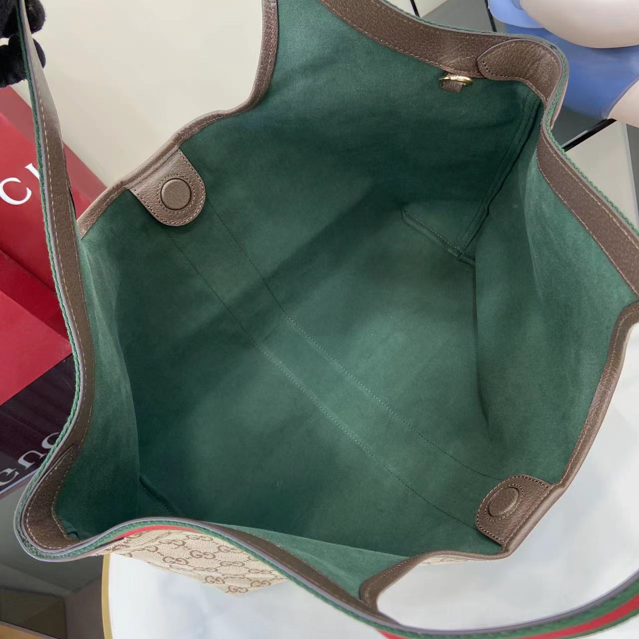 Gucci Giglio Large Tote Bag Beige and Brown GG Canvas