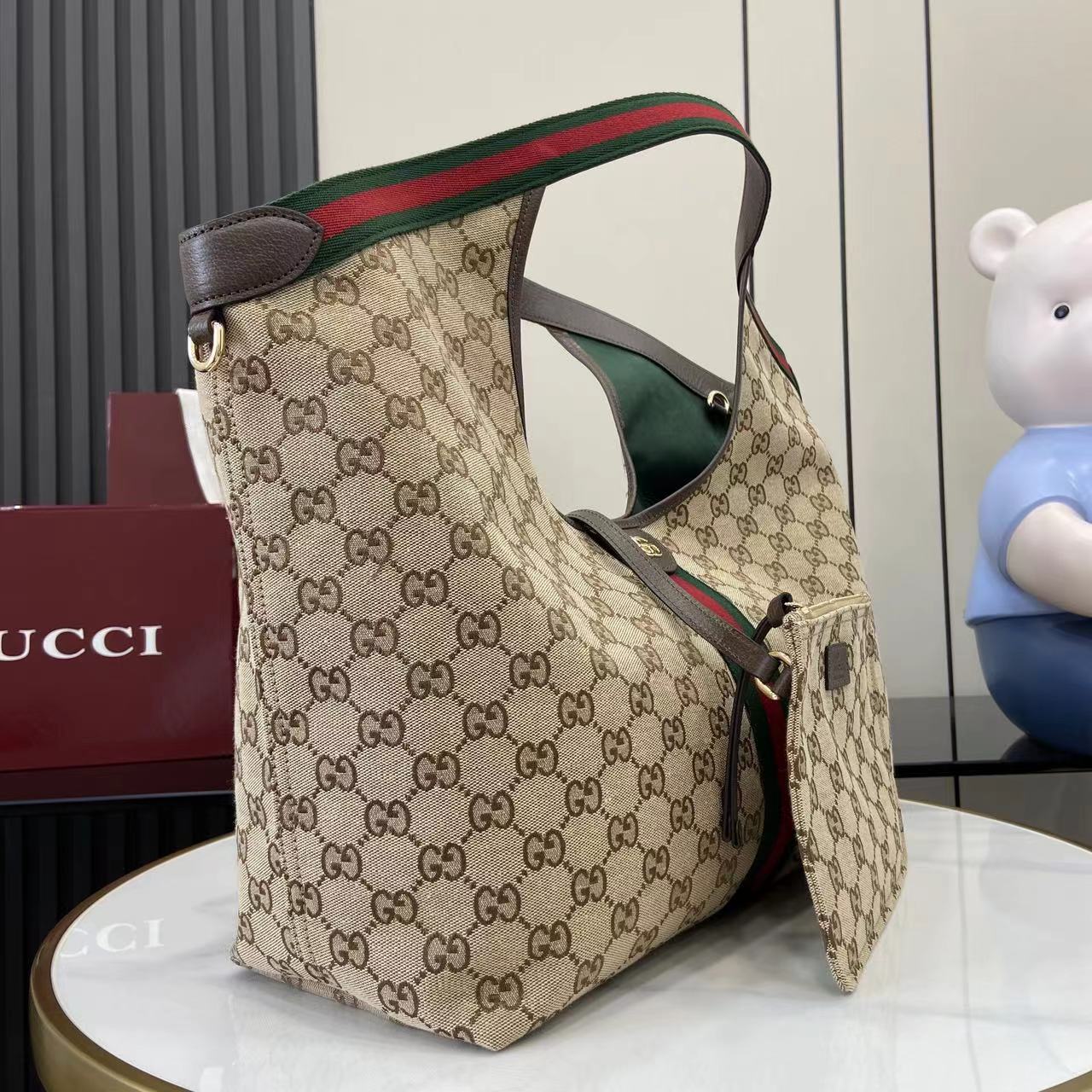 Gucci Giglio Large Tote Bag Beige and Brown GG Canvas