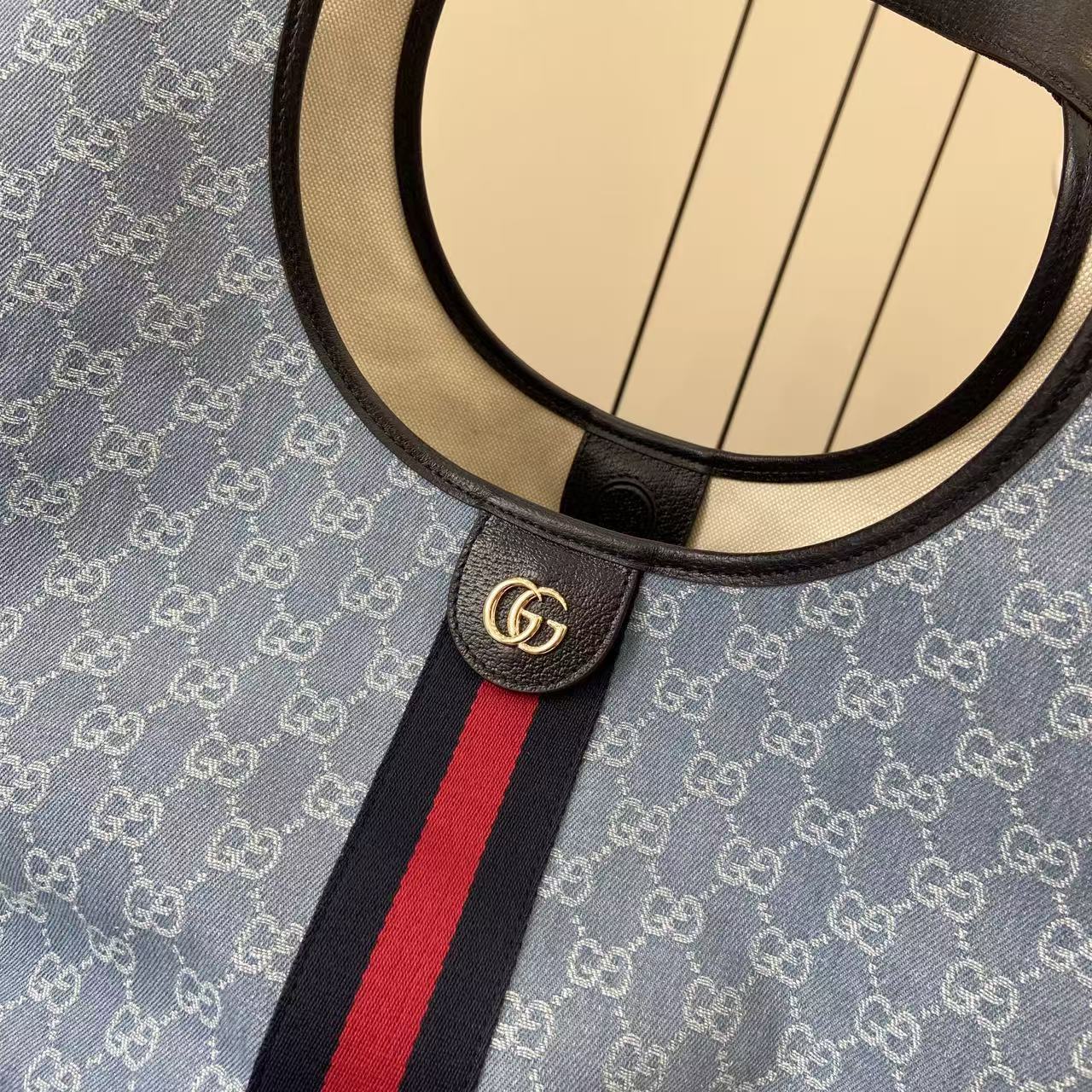 Gucci Giglio Large Tote Bag Light Blue and Brown GG Canvas