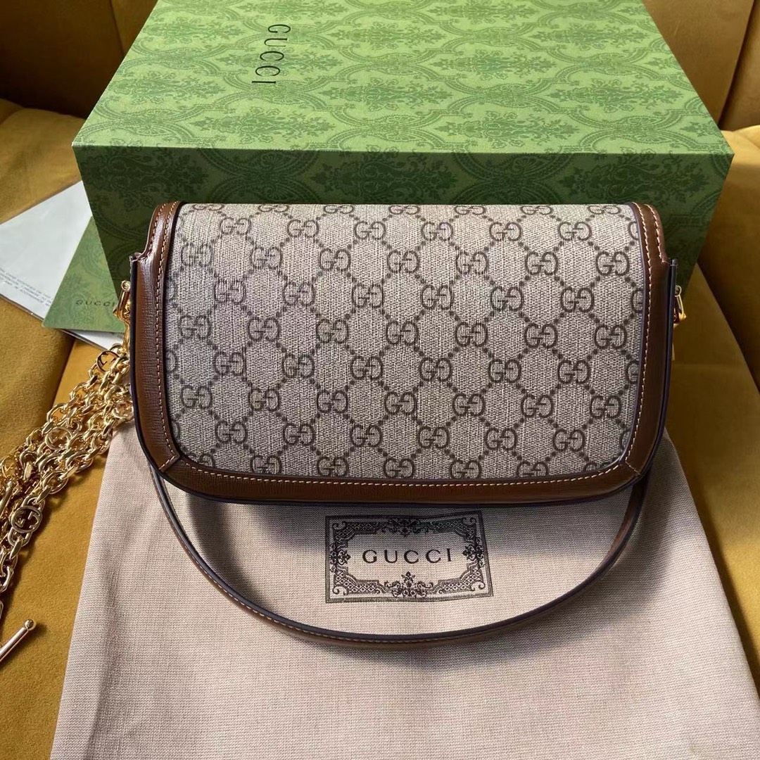 Gucci Horsebit 1955 Shoulder Bag 735178 Brown GG Supreme Canvas