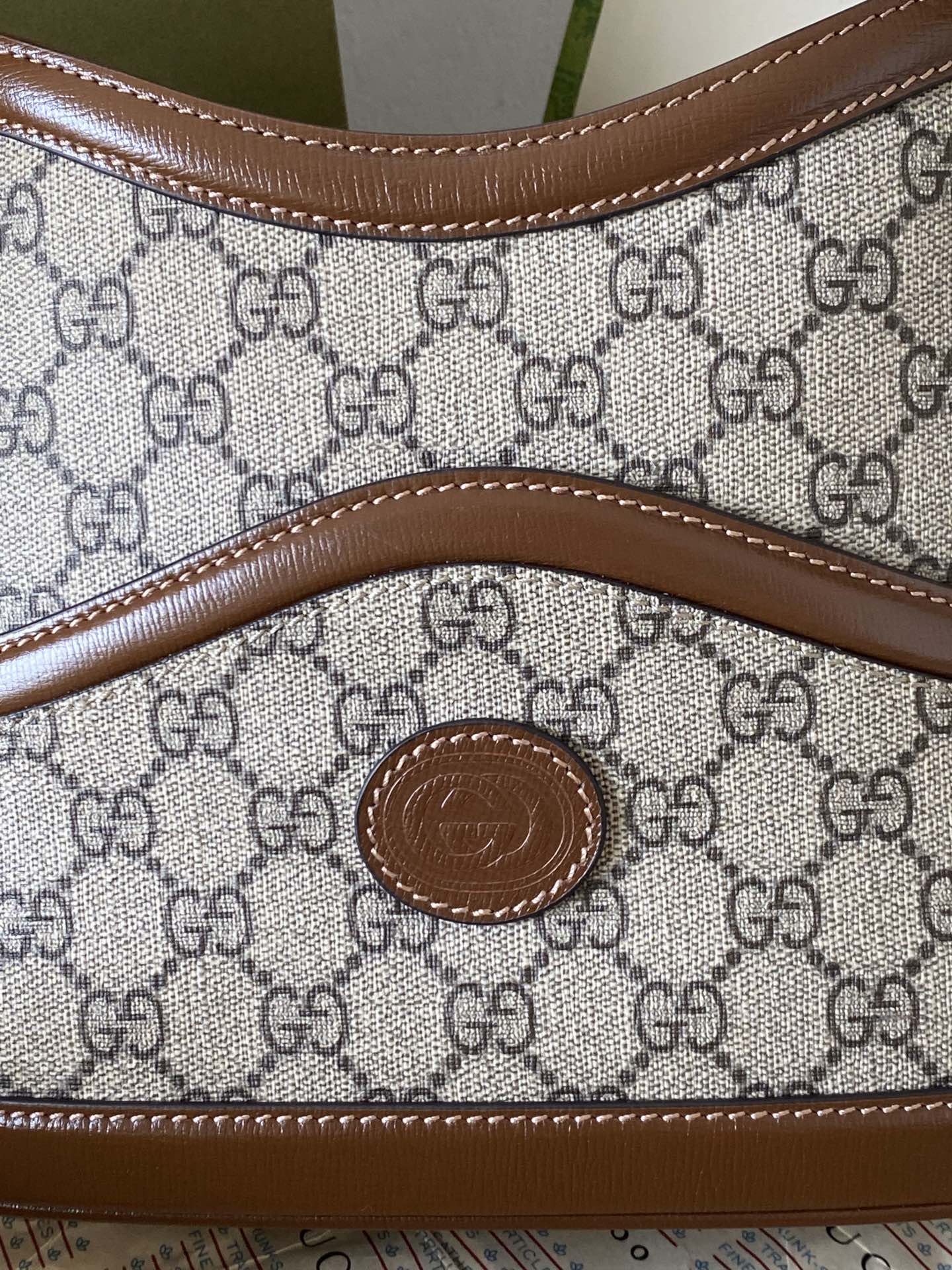 Gucci Large Shoulder Bag with Interlocking G Beige and Ebony GG Supreme Canvas 696011