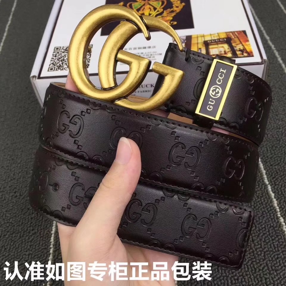Gucci Men Belt 028 With Gold Buckle