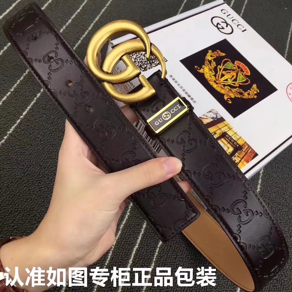 Gucci Men Belt 028 With Gold Buckle