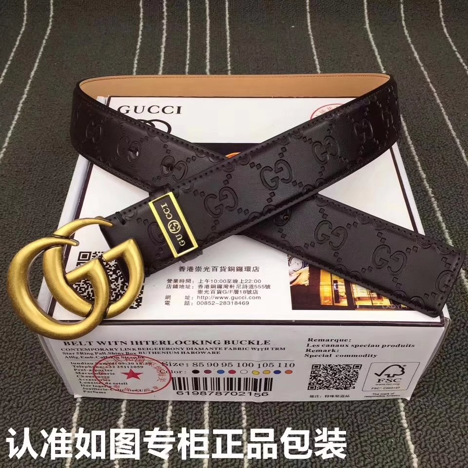 Gucci Men Belt 028 With Gold Buckle