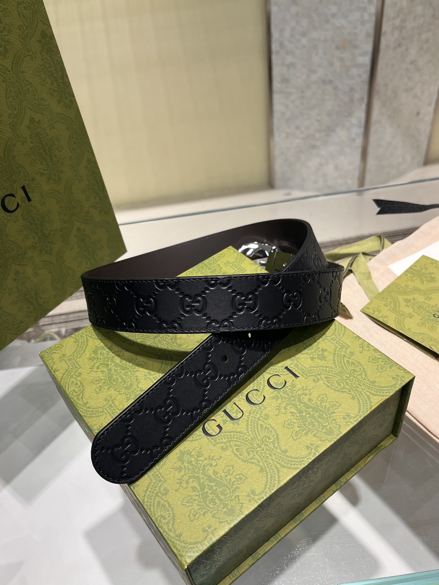 Gucci Men Leather Belt Width 38mm 203