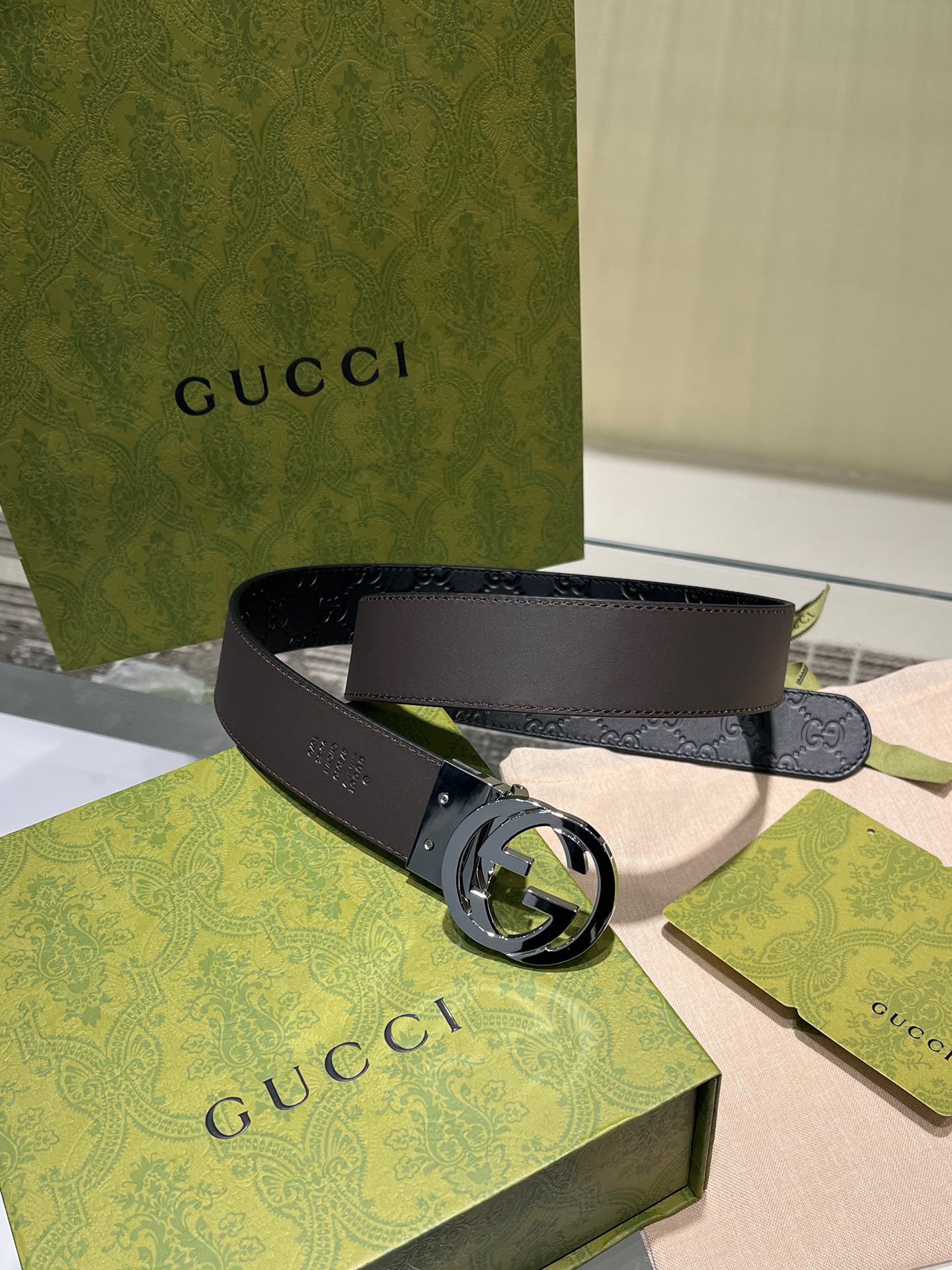 Gucci Men Leather Belt Width 38mm 203