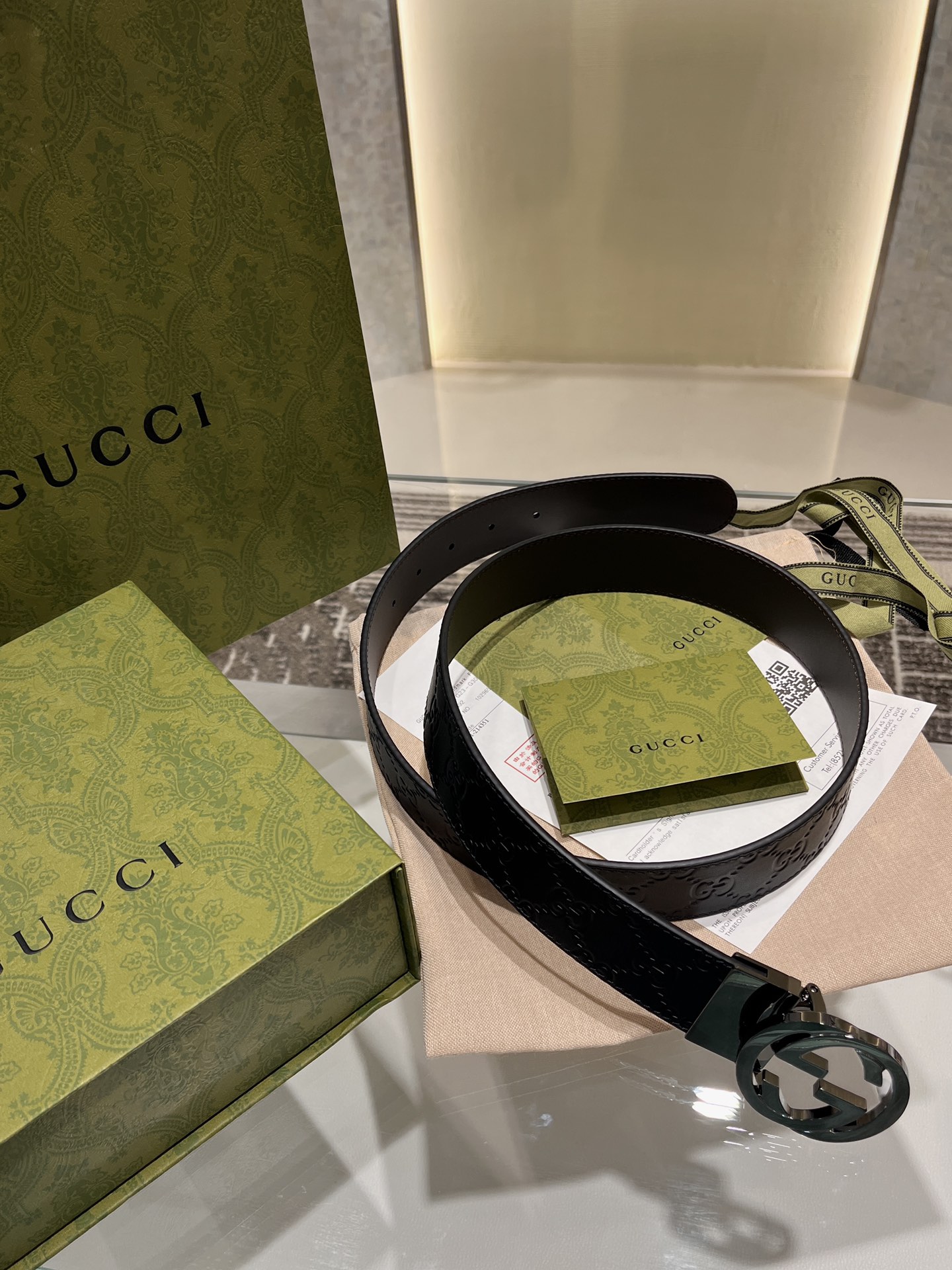 Gucci Men Leather Belt Width 38mm 205