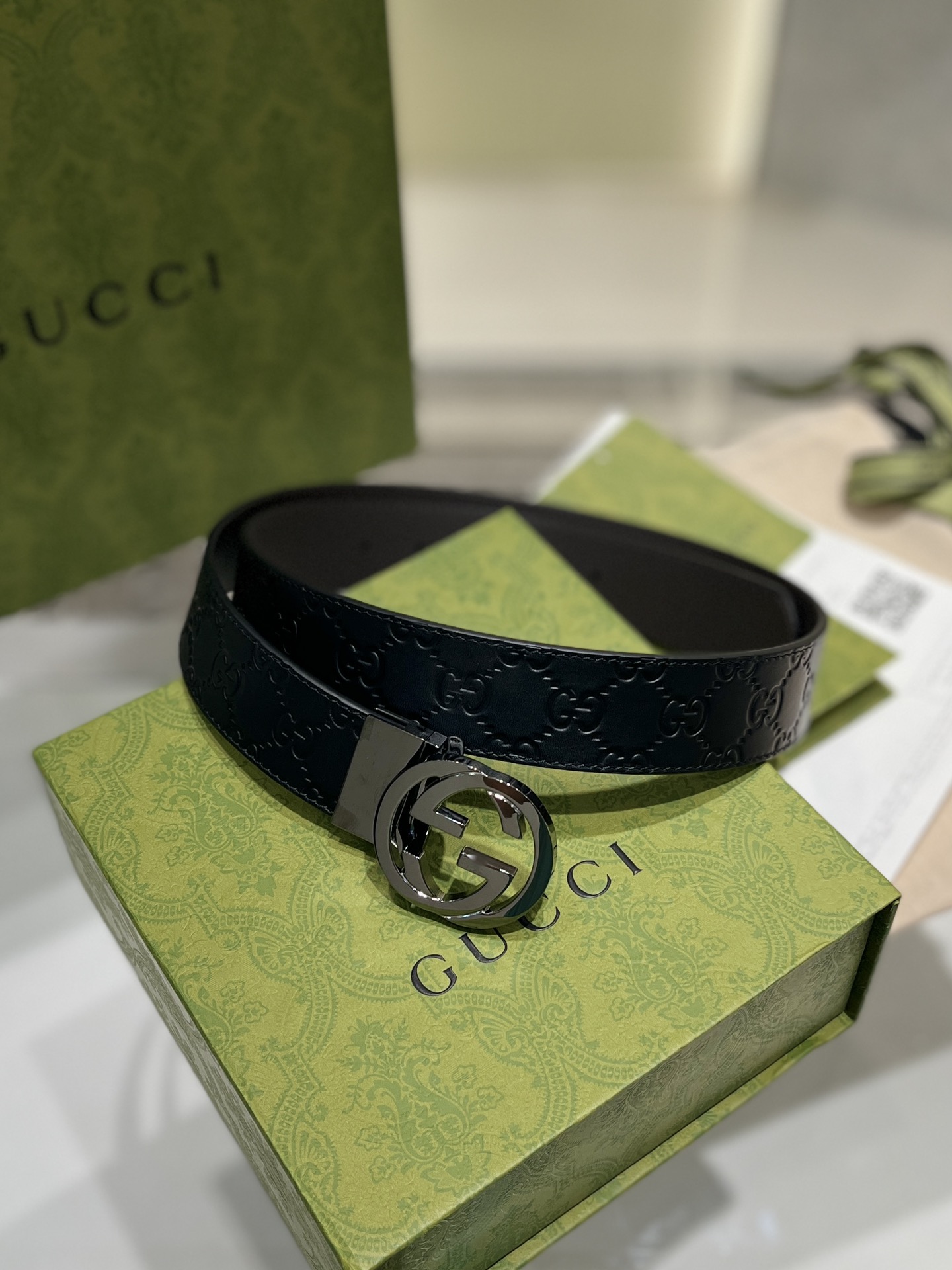 Gucci Men Leather Belt Width 38mm 205