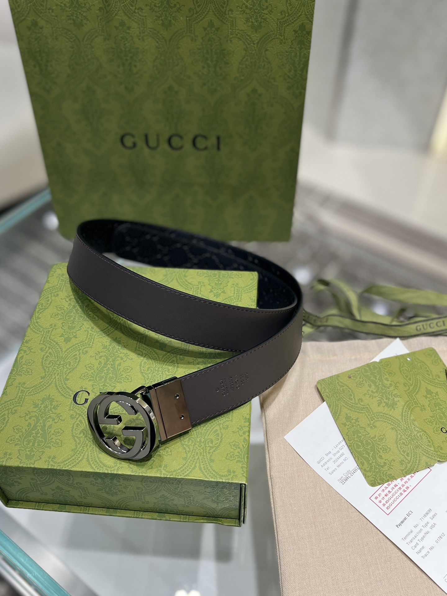 Gucci Men Leather Belt Width 38mm 205