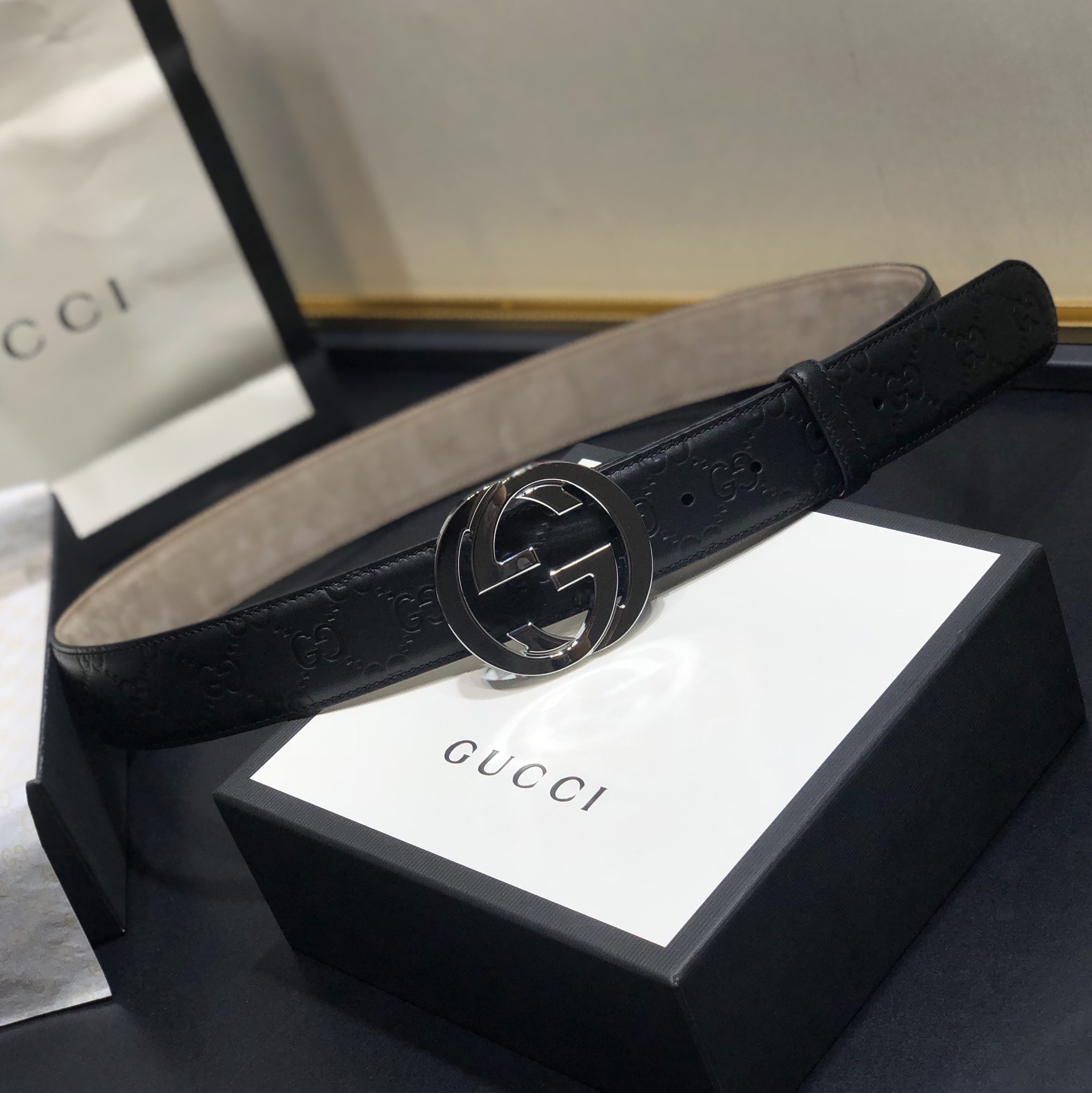 Gucci Men Leather Belt Width 38mm 206