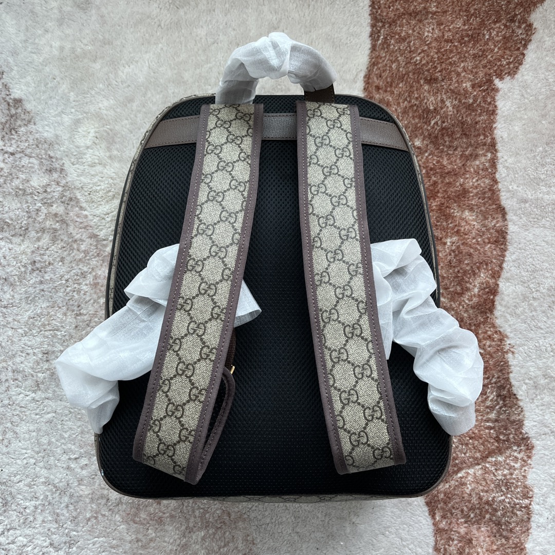 Gucci Ophidia GG Medium Backpack Beige and Ebony GG Supreme Canvas