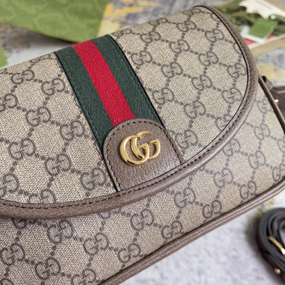 Gucci Ophidia Mini GG Shoulder Bag Beige and ebony GG Supreme Canvas 722117