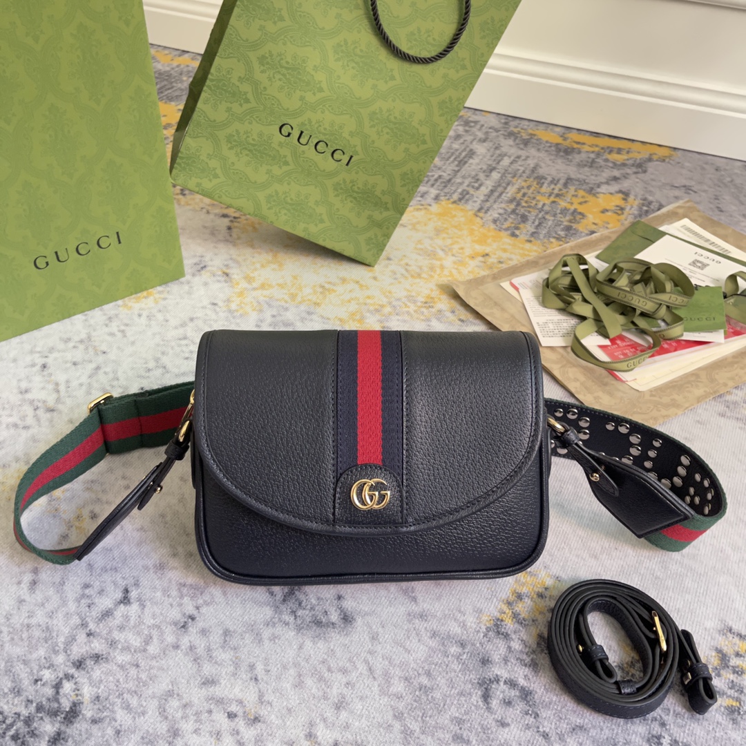 Gucci Ophidia Mini GG Shoulder Bag Black Leather 722117