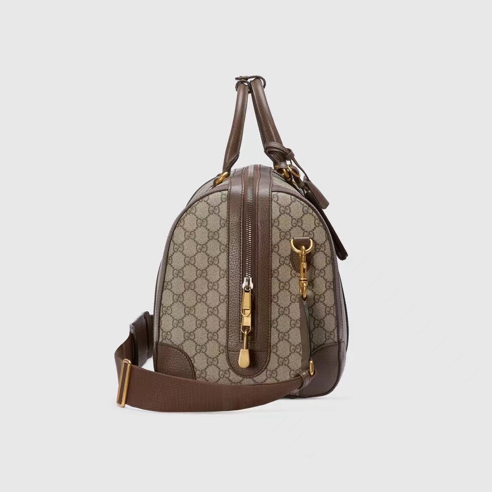 Gucci Savoy Small Duffle Bag Beige and Ebony GG Supreme Canvas 724262 