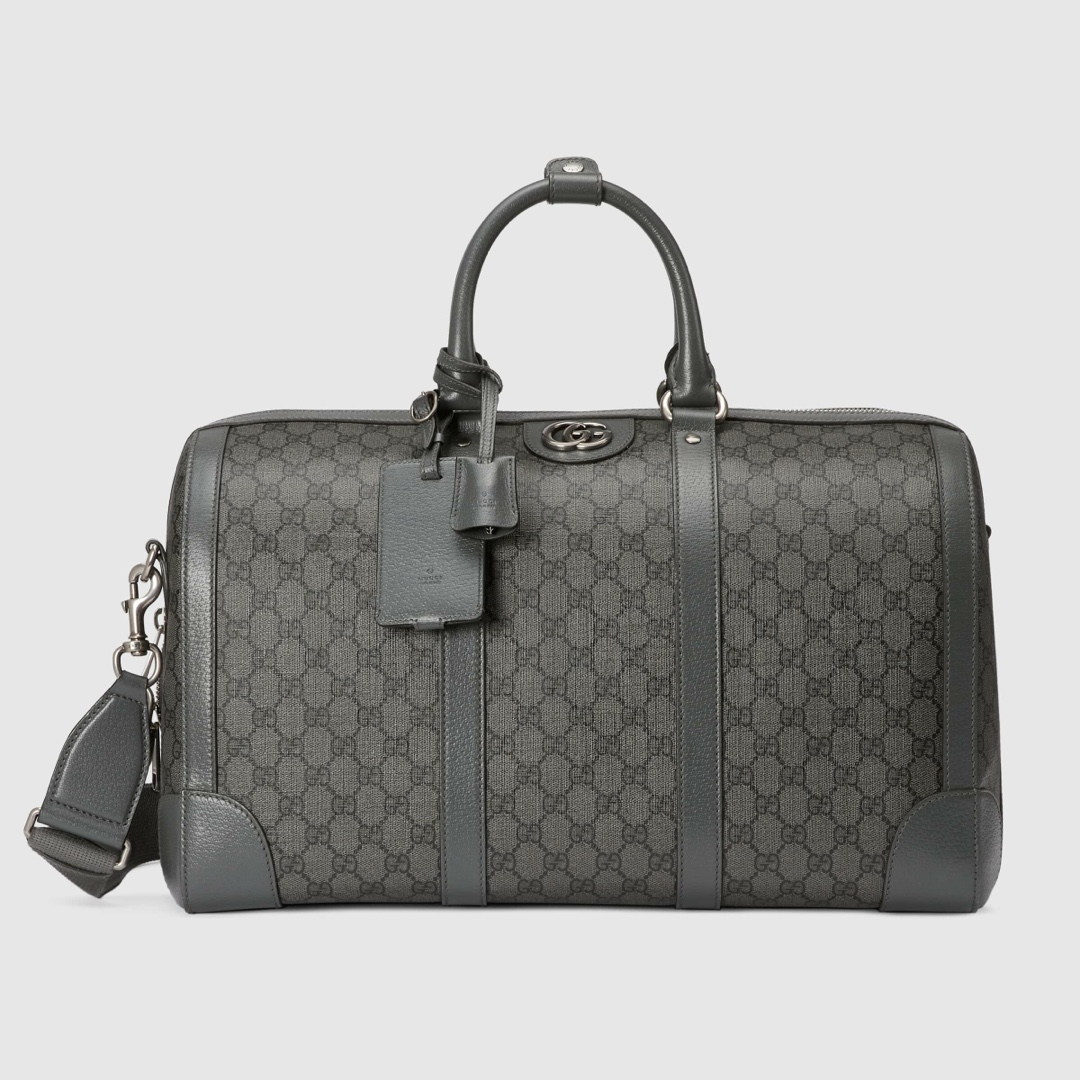 Gucci Savoy Small Duffle Bag Gray and Ebony GG Supreme Canvas 724262 