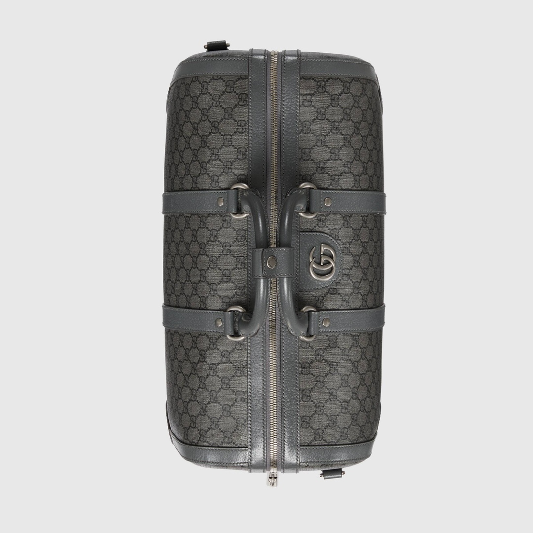 Gucci Savoy Small Duffle Bag Gray and Ebony GG Supreme Canvas 724262 