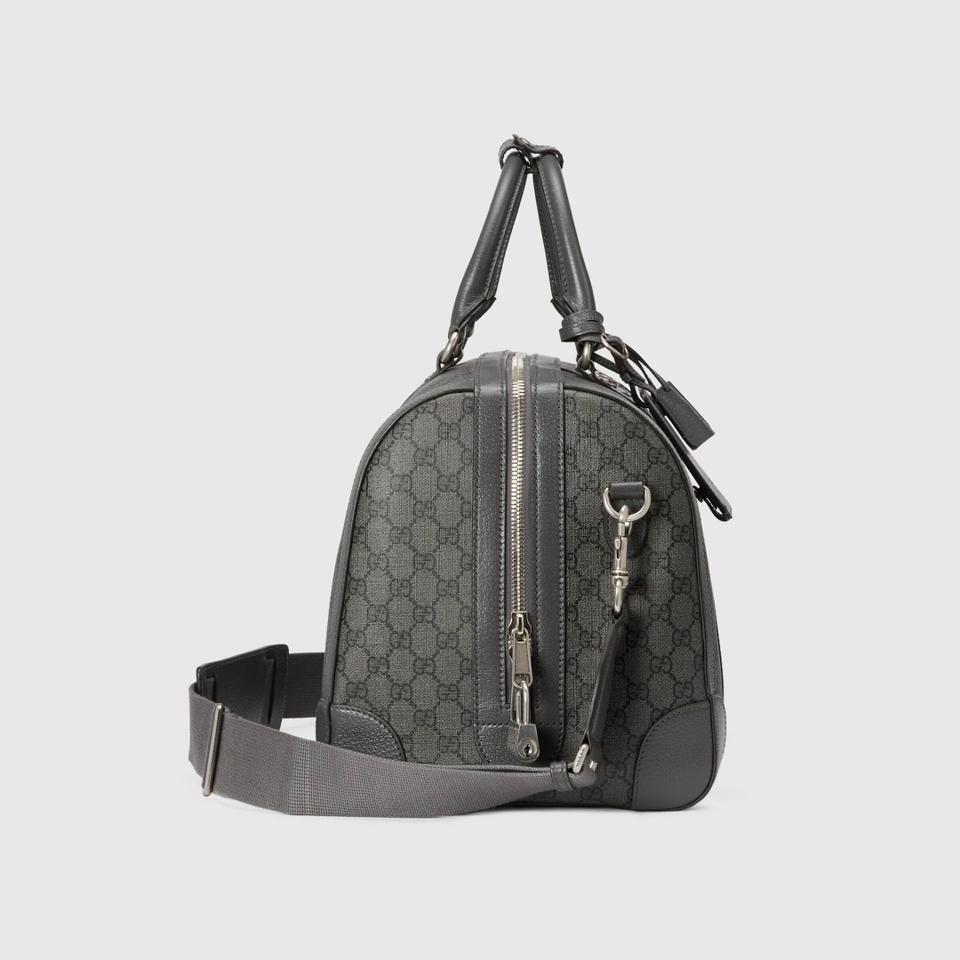 Gucci Savoy Small Duffle Bag Gray and Ebony GG Supreme Canvas 724262 