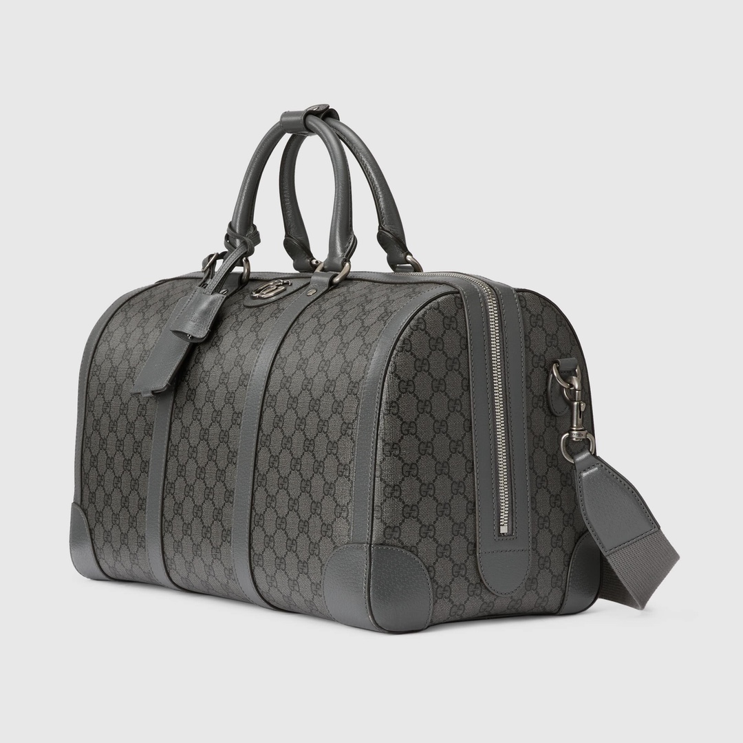 Gucci Savoy Small Duffle Bag Gray and Ebony GG Supreme Canvas 724262 