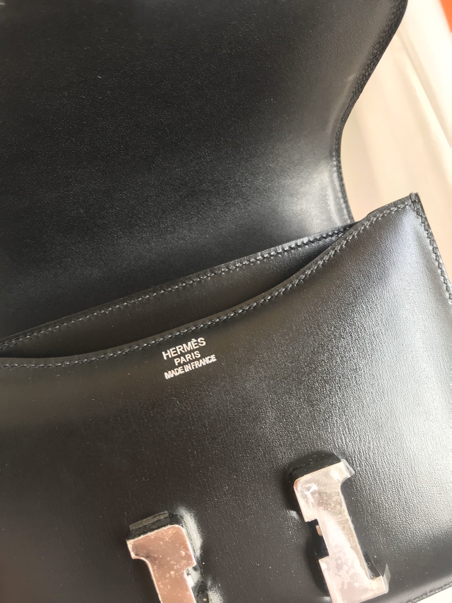 Hand Stitching Hermes Constance 19cm Bag Box Leather Black